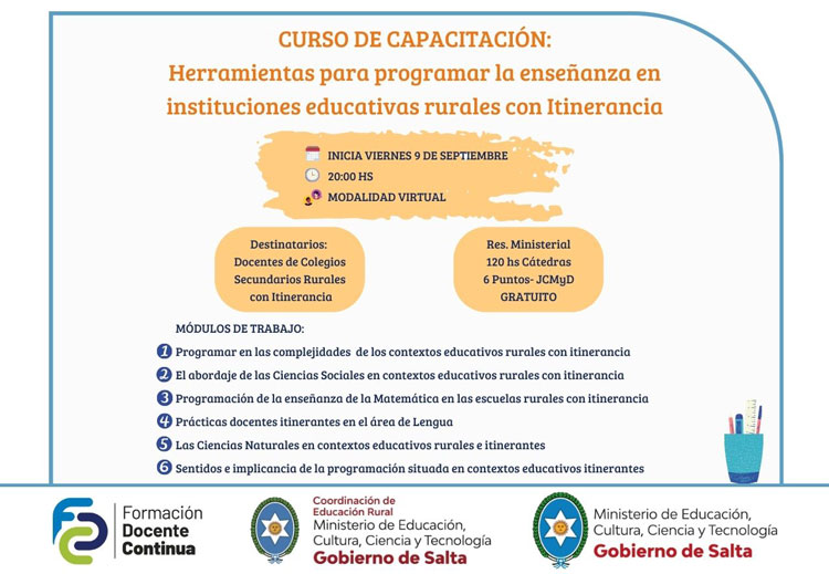 Imagen Capacitación docente Herramientas para programar la enseñanza en instituciones educativas rurales con itinerancia