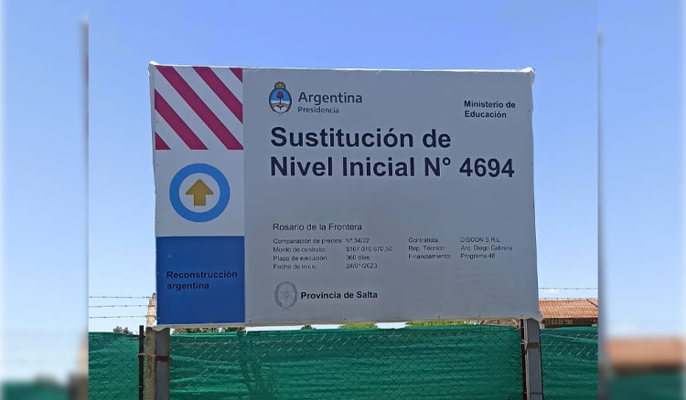 Inició la construcción de una nueva sala de nivel inicial en Rosario de la Frontera