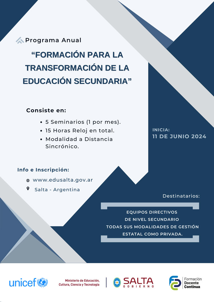 Imagen: Programa anual de formación para la transformación de la educación secundaria: Directivos