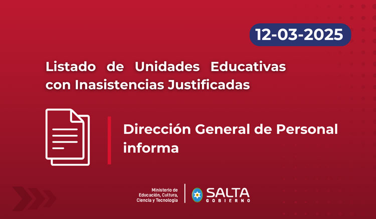 Imagen: Listado de Unidades Educativas con Inasistencias Justificadas