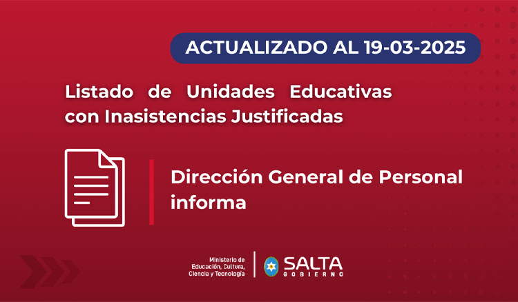 Imagen: Listado de Unidades Educativas con Inasistencias Justificadas 19/03/2025