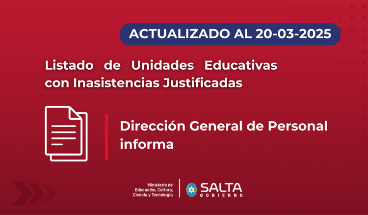 Imagen: Listado de Unidades Educativas con Inasistencias Justificadas 20/03/2025