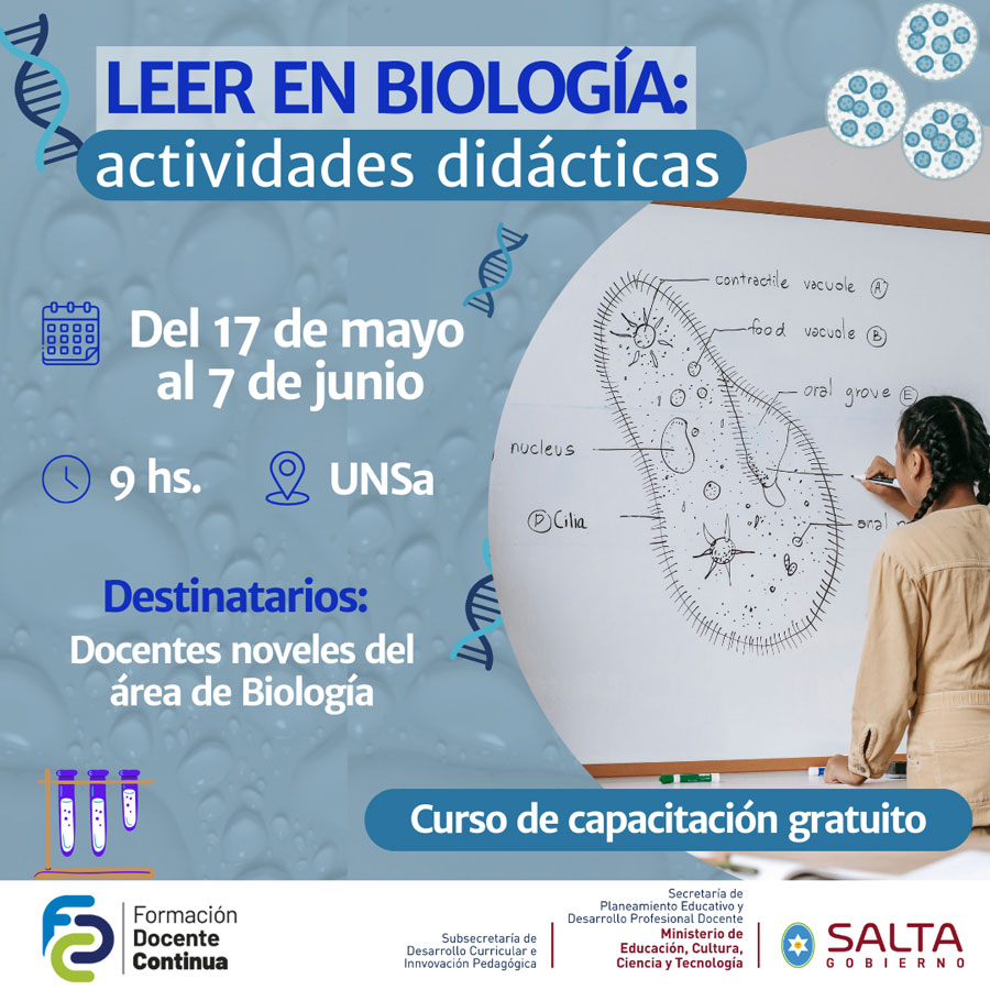 Imágen: Curso de capacitación: “Leer en Biología: actividades didácticas”.