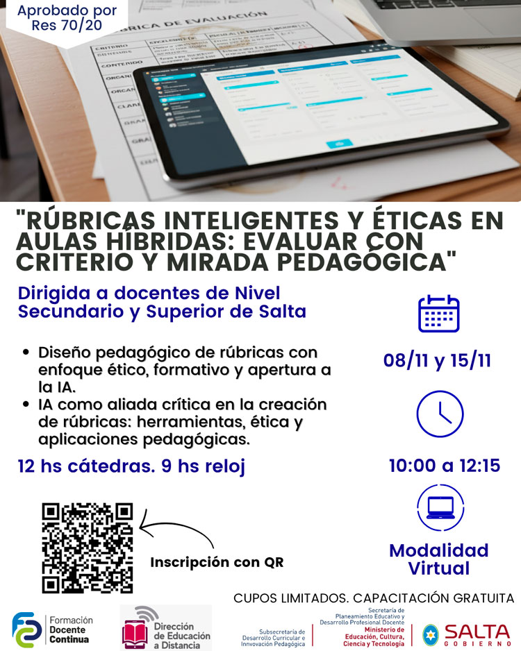 Imagen: Taller Rúbricas inteligentes y éticas en aulas híbridas