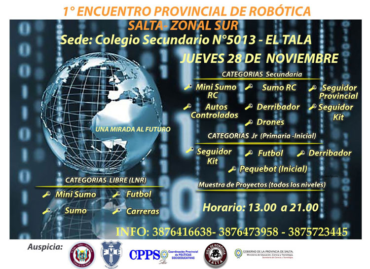 Mañana en El Tala se realizará el Primer Encuentro Provincial de Robótica Zona Sur