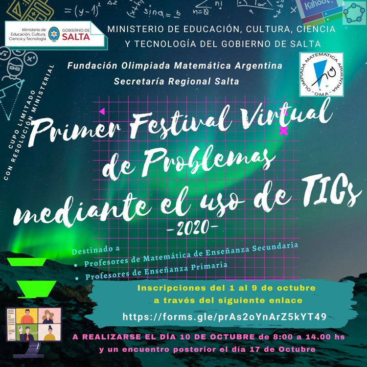 Llega el segundo encuentro del Primer Festival Virtual de Problemas mediante el uso de herramientas TIC