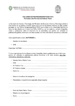 Formulario de permiso - Talleres Extraprogramáticos (060519-SCyT)